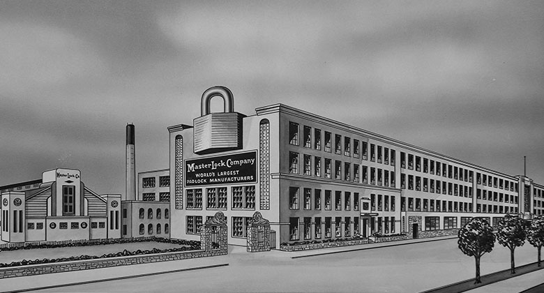 Drawing of Master Lock Building