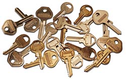 Assorted Master Lock Keys, cut and zero bitted