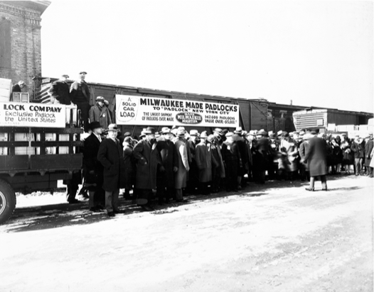 Train carrying Master Lock padlocks from Milwaukee to New York during prohibition.