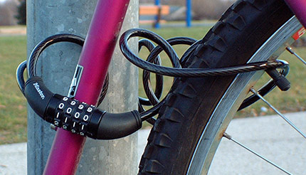 Bike secured with a combination bike lock