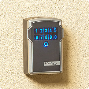 Caja de seguridad para llaves Bluetooth que muestra la hora
