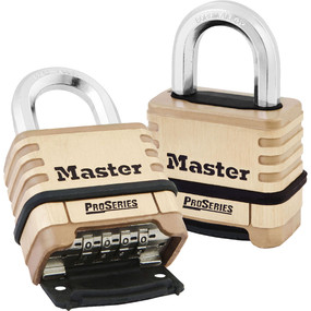 Master Lock ProSeries 1177D Brass Combination Padlock - Set Your Own 4-Digit Combo, 2-1/4" Shackle