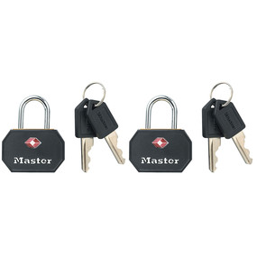 Pack of 2 Blue Master Lock Padlock Keyed TSA-Accepted Luggage Lock 4689TBLU Wide 1 in 