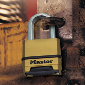 MASTER LOCK Candado resistente [combinación] [zinc] [grillete largo]  [exterior] [exterior] M175EURDLF - Mejor utilizado para unidades de