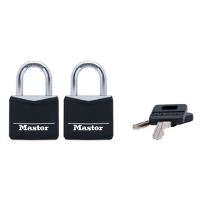89mm Master Lock 9140703EURDBLK Set de Portacandado y Candado con Llaves 
