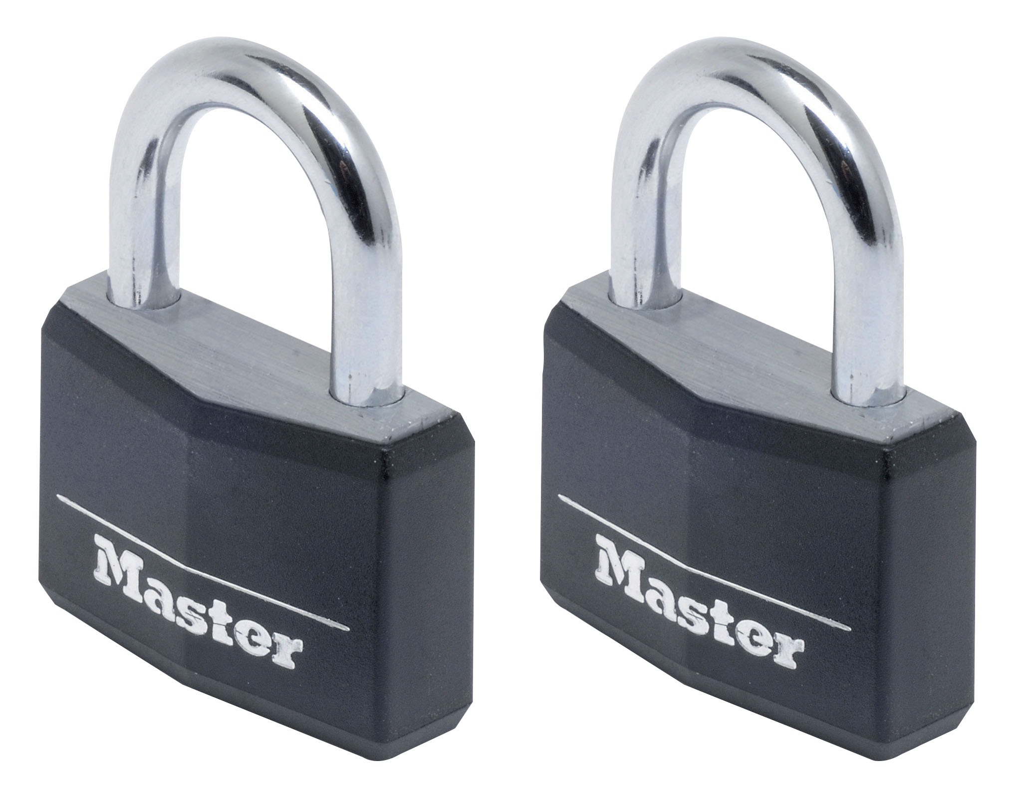Master Lock 9140EURTBLK 40mm Black Covered Aluminium Padlocks Twin Pack Keyed Alike
