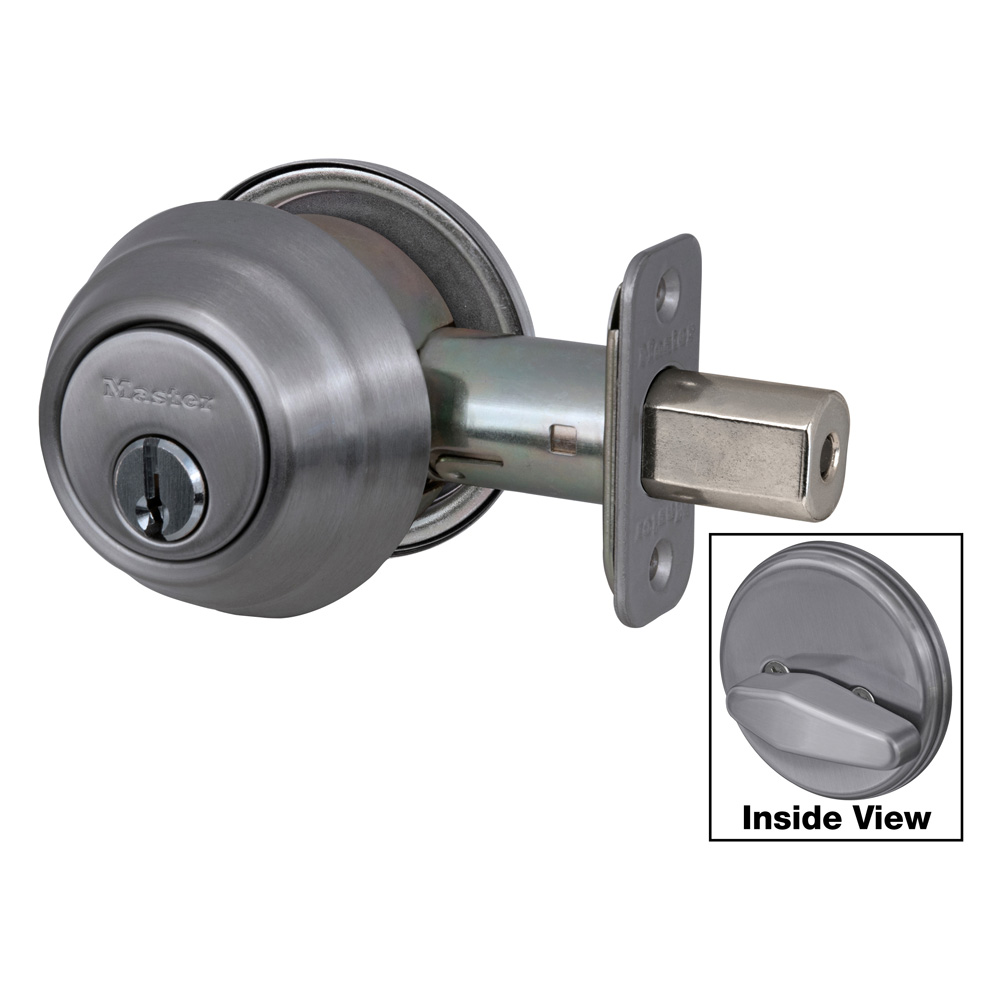 Details about   Deadbolt Master Lock DSO0615 Satin Nickel Single Cylinder 