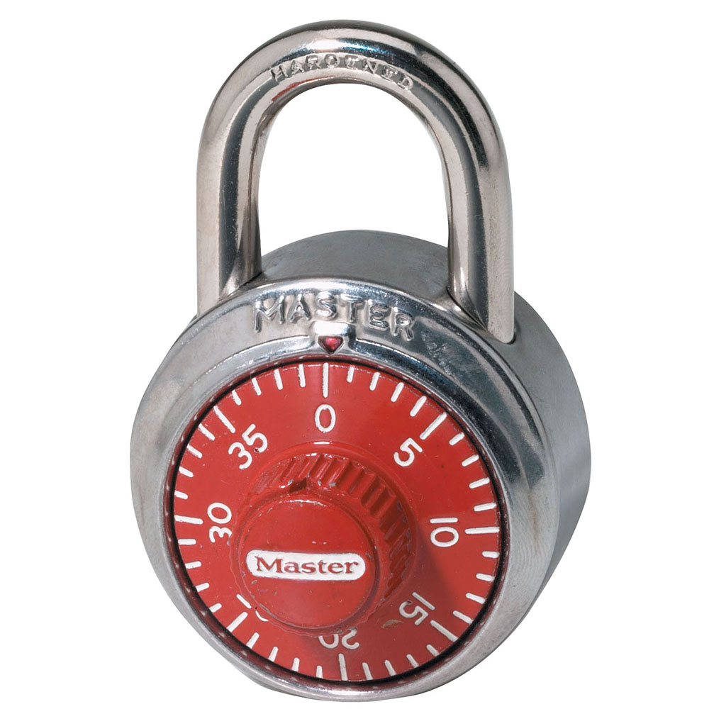 1-7/8 in Master Lock Padlock Standard Dial Combination Lock 1504D Red Wide 