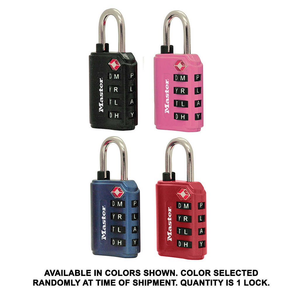 Assorted Colors Master Lock 4688D Set Your Own Combination TSA Accepted Luggage Lock 1 Pack 