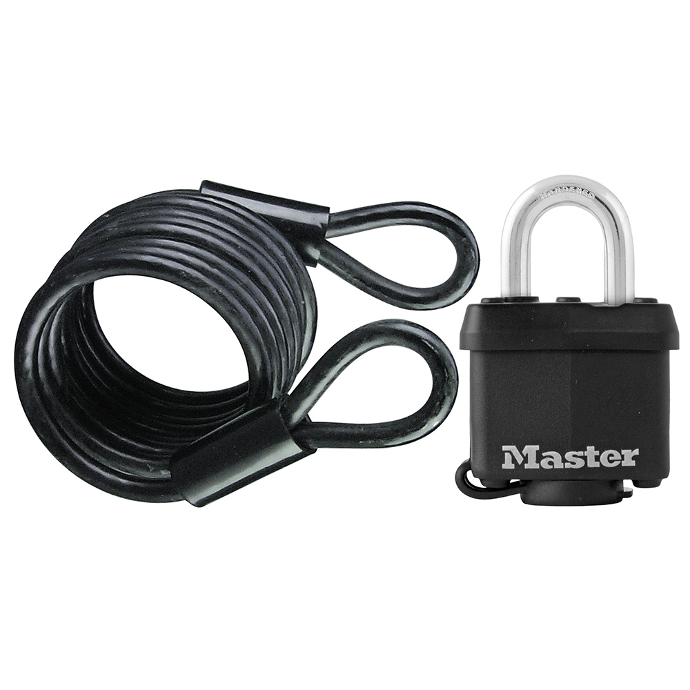 Master Lock Spare Tire Padlock & Double Looped Cable 614DAT