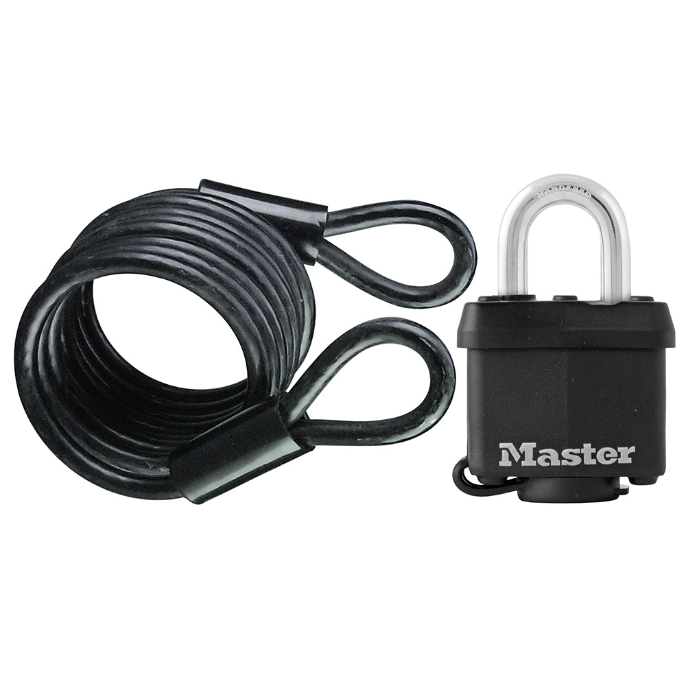 thumbnail interactive-video image 1 of Master Lock 715DAT Car Cover Cable And Lock - Vinyl Coated Security Cable 1 of 11