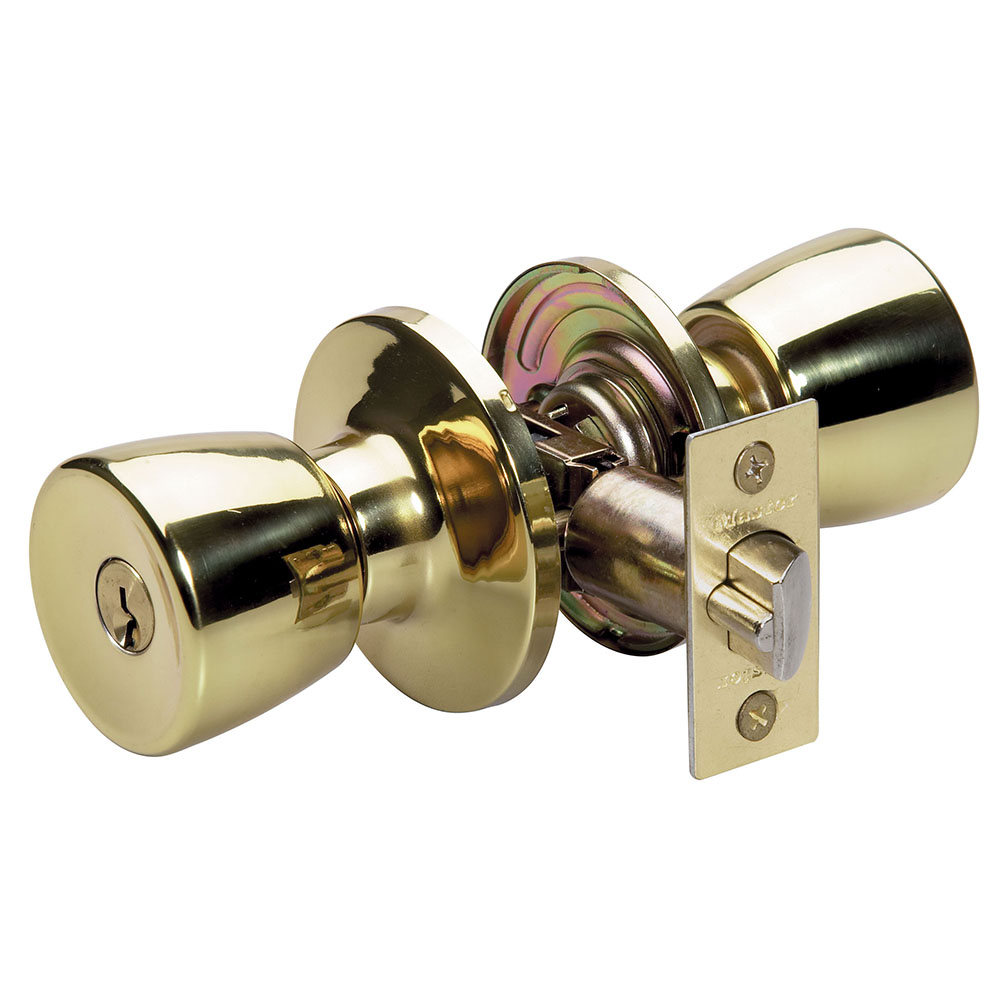 Details about   Master Lock TUO0103 Polished Brass Keyed Entry Door Knob Door Lock 