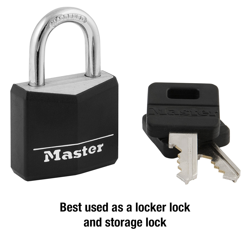 Master Lock 131T Hardened Steel Covered Solid Body Padlock - 1-3/16 Inch, Black