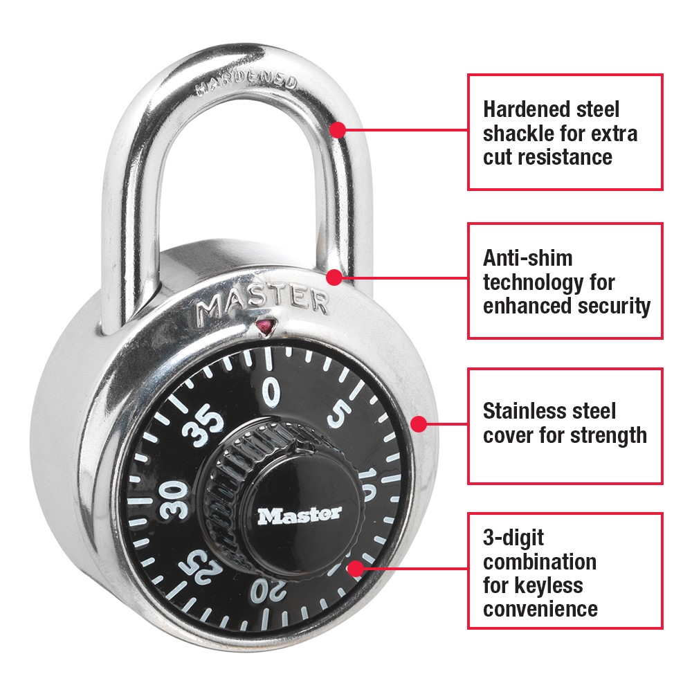 Master Lock 1500D Hardened Steel Shackle Dial Combination Padlock Level 3 691046186553 2 