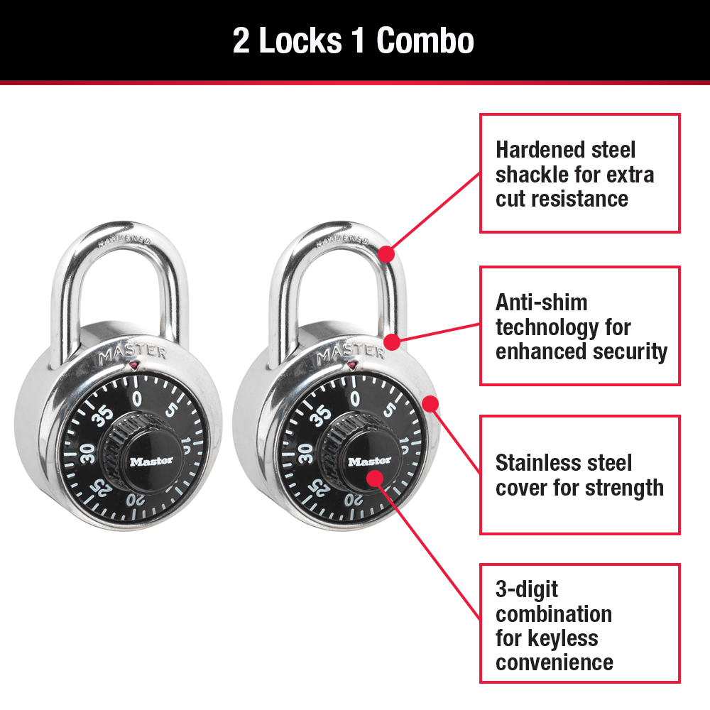 Master Lock 3/4 Resettable 3 Digit Combination Padlock