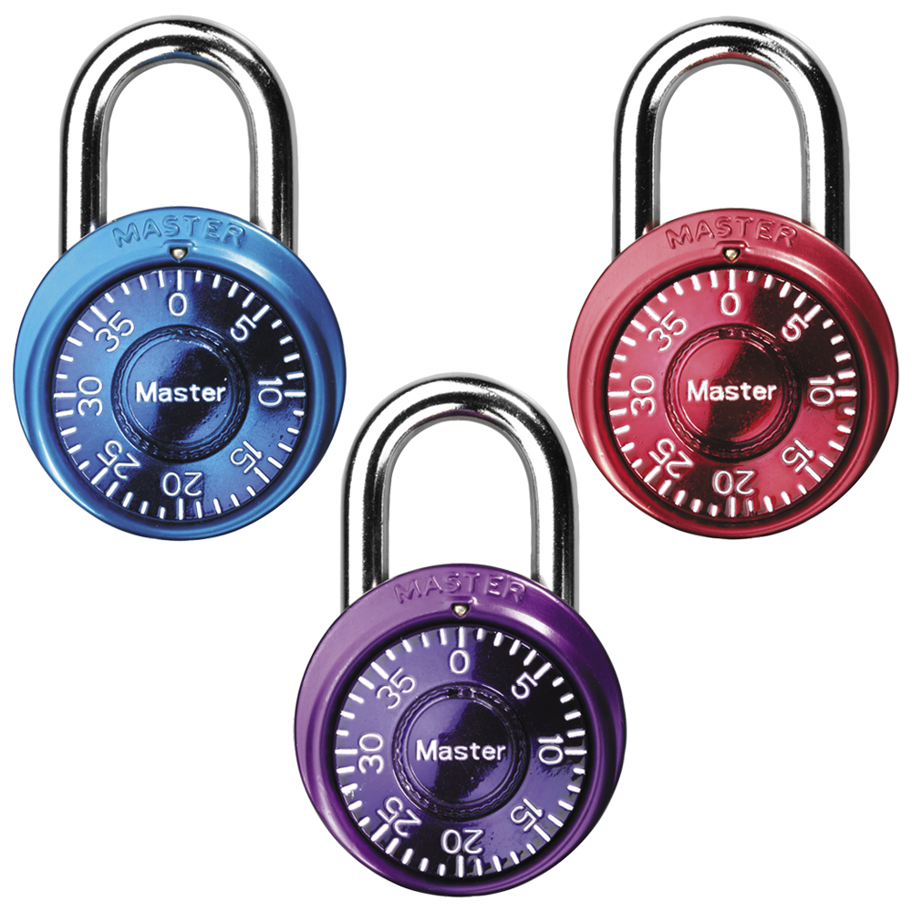 Details about   Master Lock 1533TRI Locker Lock Mini Combination Padlock 3 Pack Assorted Color 