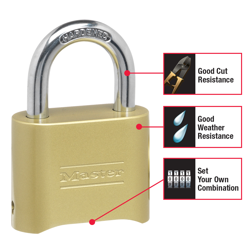 Master Lock 175DLHWD Set Your Own Word Combination Padlock Hackle Brass Finish for sale online 