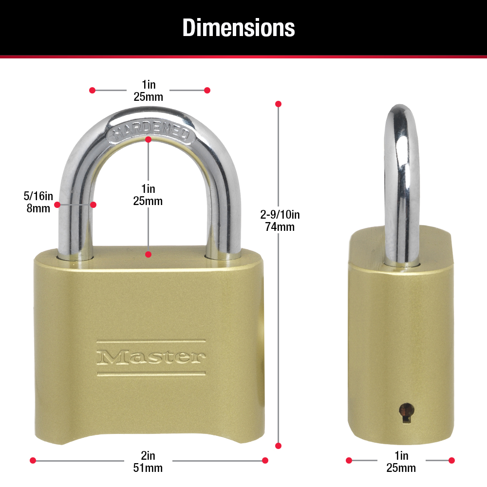 Master Locks 175 Combination Padlock NEW In Box. For Two With Reset Key 