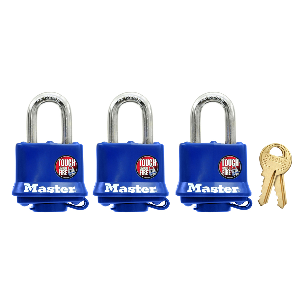  Master Lock 311TRI Candado de acero laminado con llave similar,  paquete de 3, color negro : Herramientas y Mejoras del Hogar