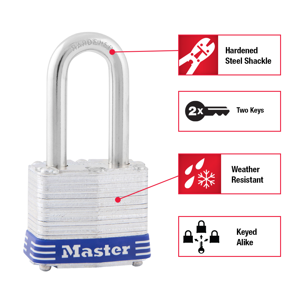 Master Lock Company 3kalh 0464 No.3 Steel Padlock 2 in L Shackle Keyed No.0464 for sale online 