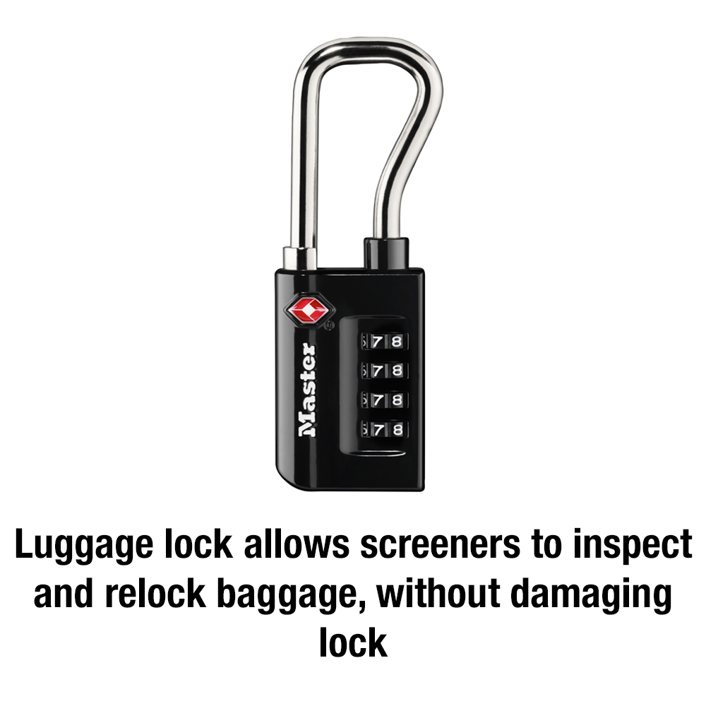 Master Lock 4693D Set Your Own Combination TSA-Accepted Luggage Lock with Identification Tag Assorted 1-1/4 
