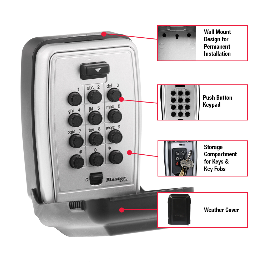 Wall Mount Key Box with Special Feature Blocking Signal for Key FOBS 