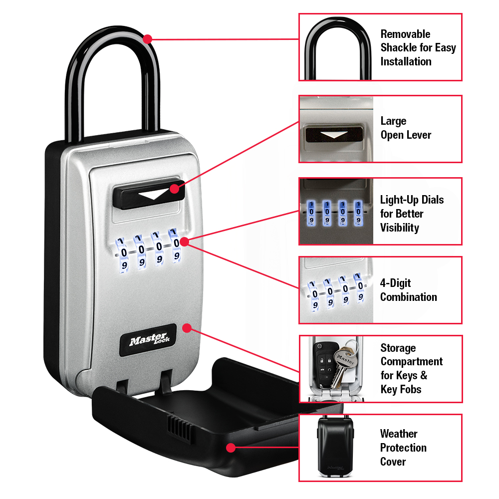 Master Lock 7cm Light Up Dial Key Safe Choose from drop down