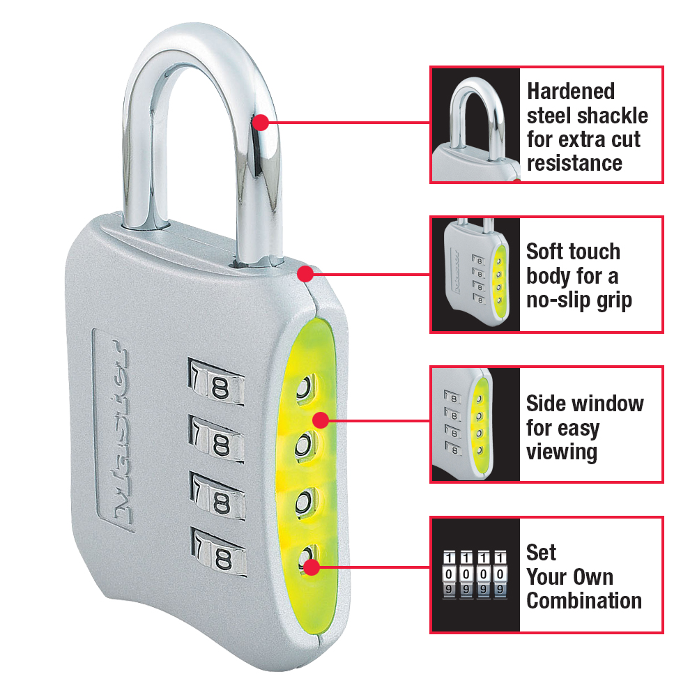 24 Pack Assorted Colors Set Your Own Combination Lock 653D 2 in Wide Master Lock Padlock 