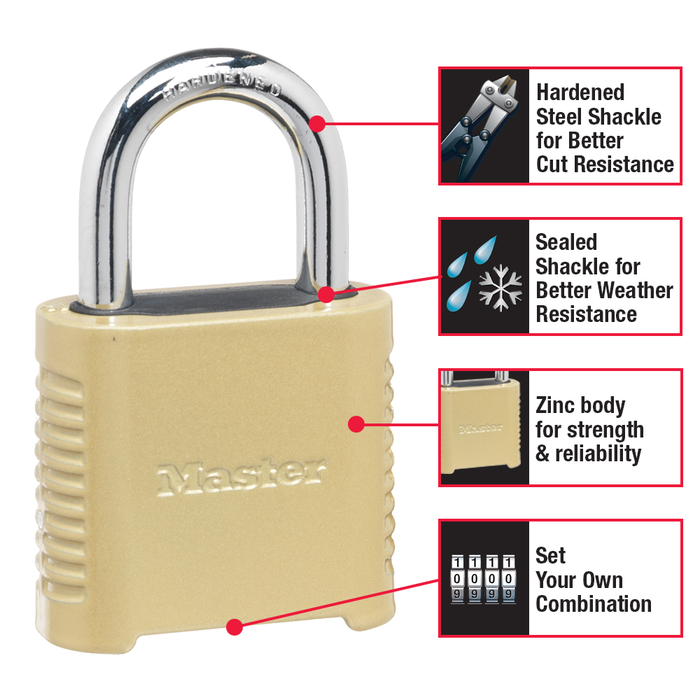Master Lock Heavy Duty Outdoor Resettable Combination Padlock, 2-in Wide x  1-1/2-in Shackle in the Padlocks department at
