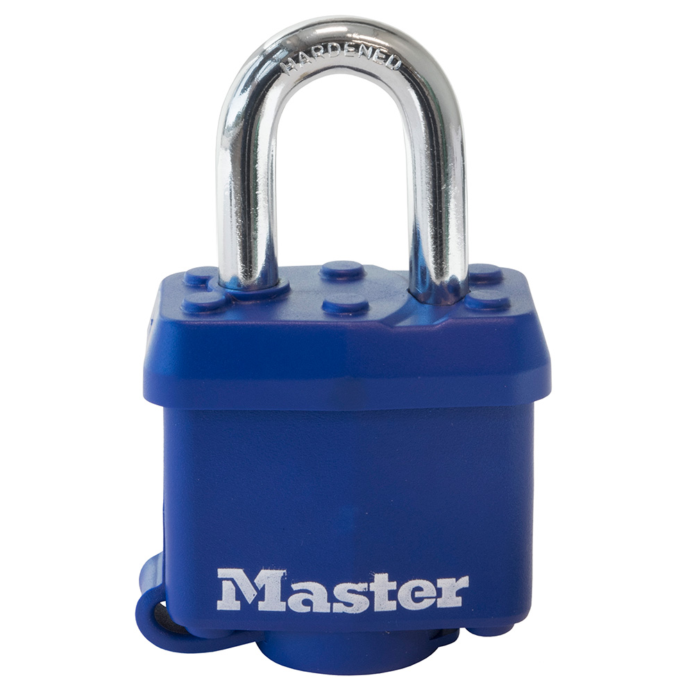 Master Lock 312EURTRI 3 lucchetti Acciaio Laminato 40mm Apertura a Chiave Unica Protezione termoplastica Blu 